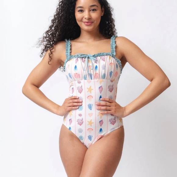 NWT Lime Ricki Ruffle Strap Swimsuit Large - Picture 1 of 3